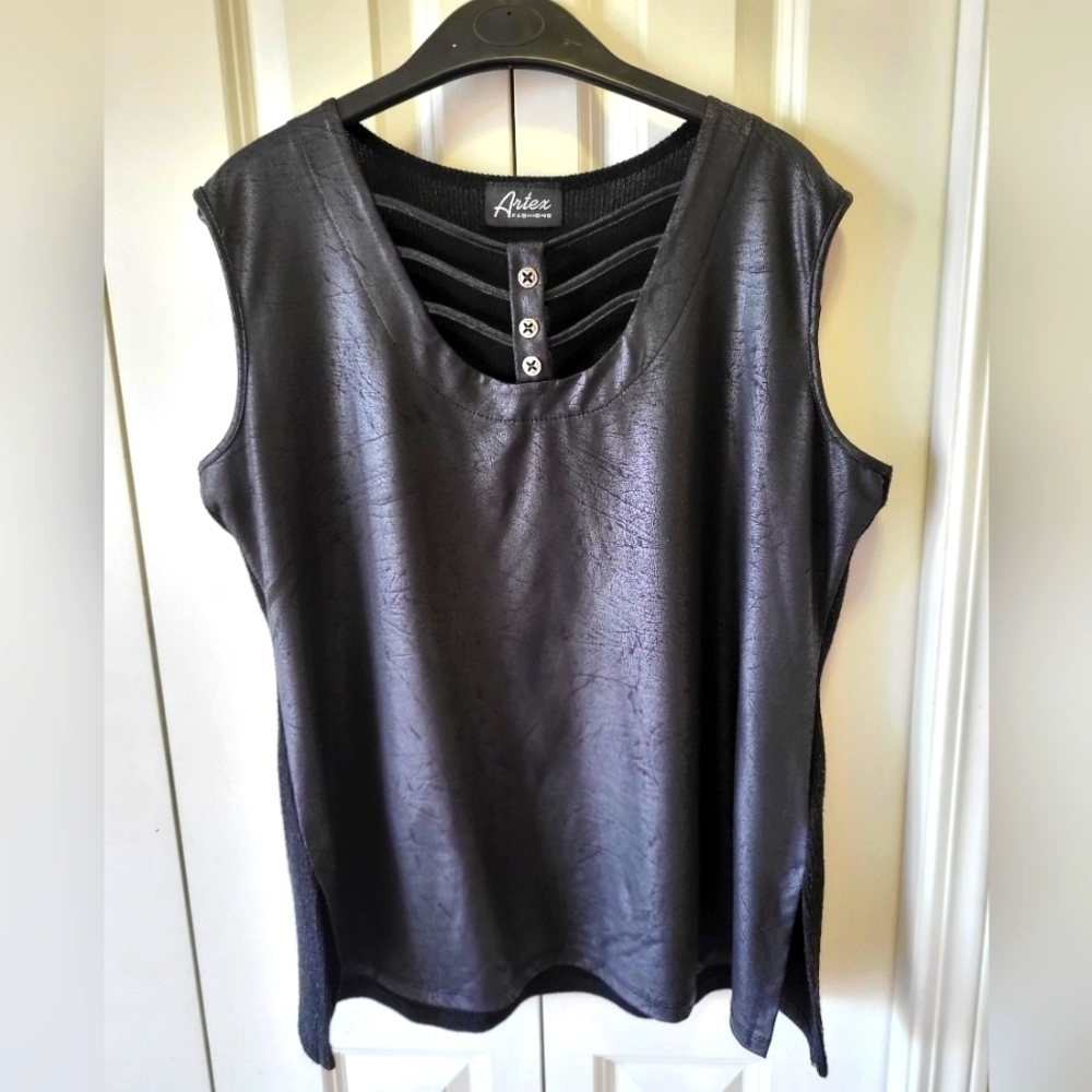 NWOT - ARTEX FASHIONS Size XL Faux Leather Sleeveless Top